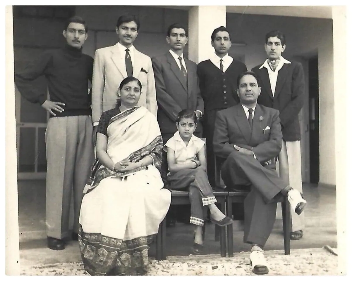 A very old photograph of Prem Chopra – standing second from left – with his  father, mother, brothers and sister. - BollywooDirect - Medium