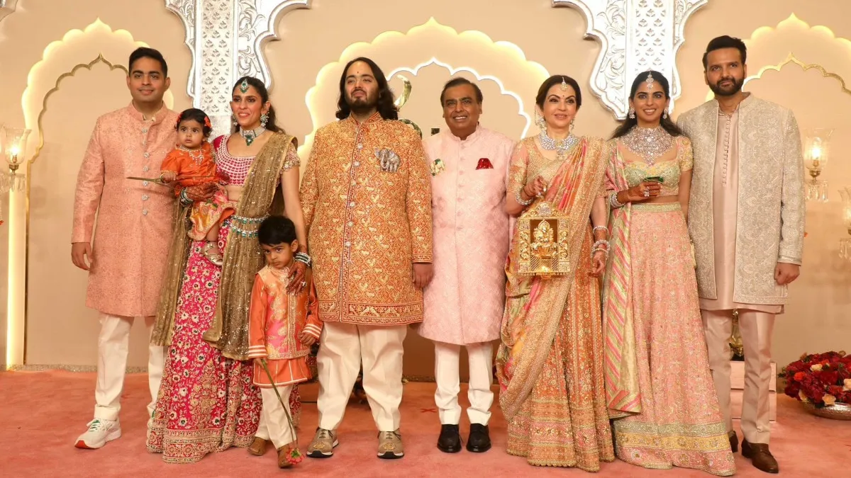 Nita and Mukesh Ambani in blockbuster family pic on son Anant’s wedding day  - India Today