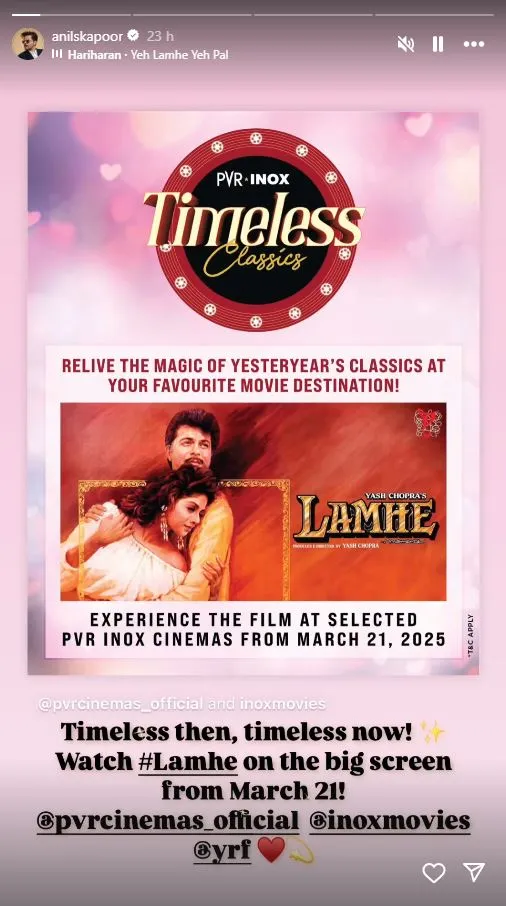 Timeless then, timeless now! Watch #Lamhe on the big screen from March 21!
