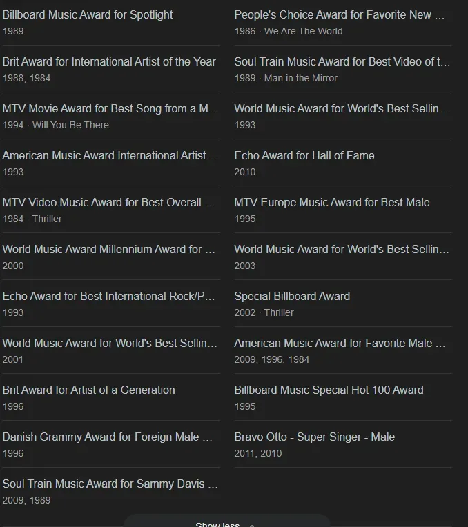 Michael Jackson Awards