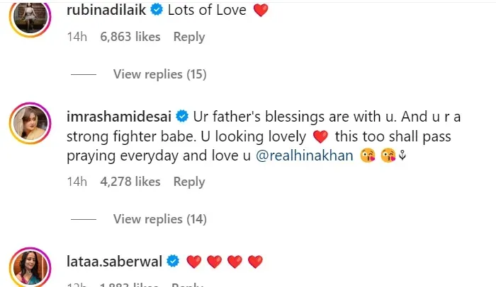 Hina Khan receives love and support from industry colleagues and fans 