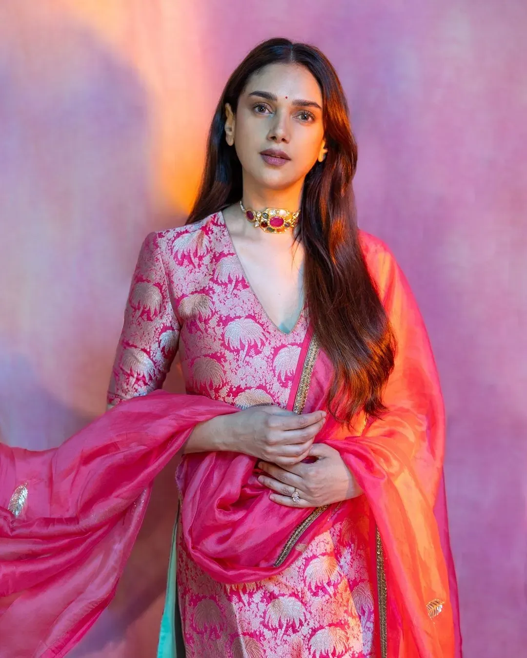 Aditi Rao Hydari continues her affinity for Raw Mango shararas with her  pink brocade set | Vogue India