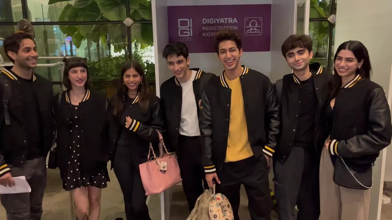 'The Archies' star dons matching jacket for Netflix event Suhana Khan, Agastya Nanda, Khushi Kapoor