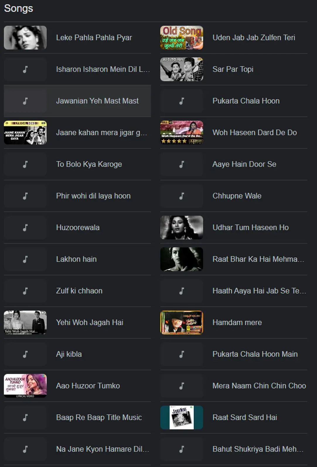 songs