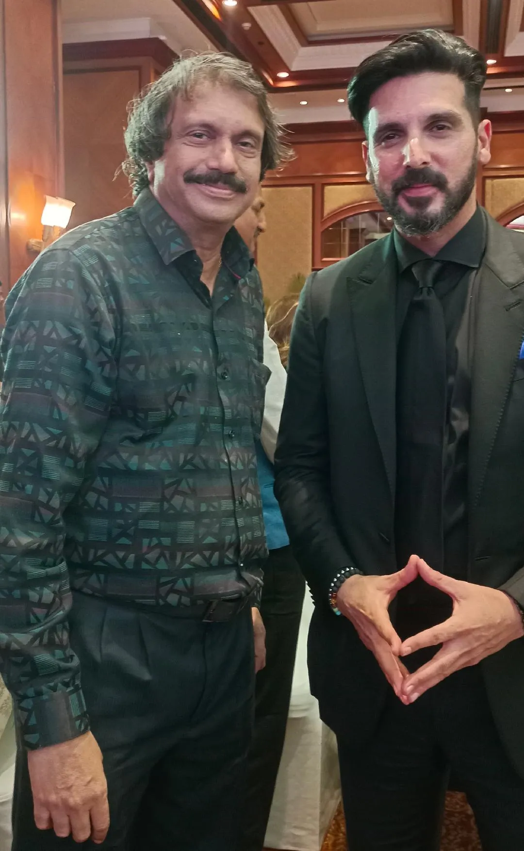 Zayed Sanjay Khan (right)  with sr film journalist Chaitanya Padukone