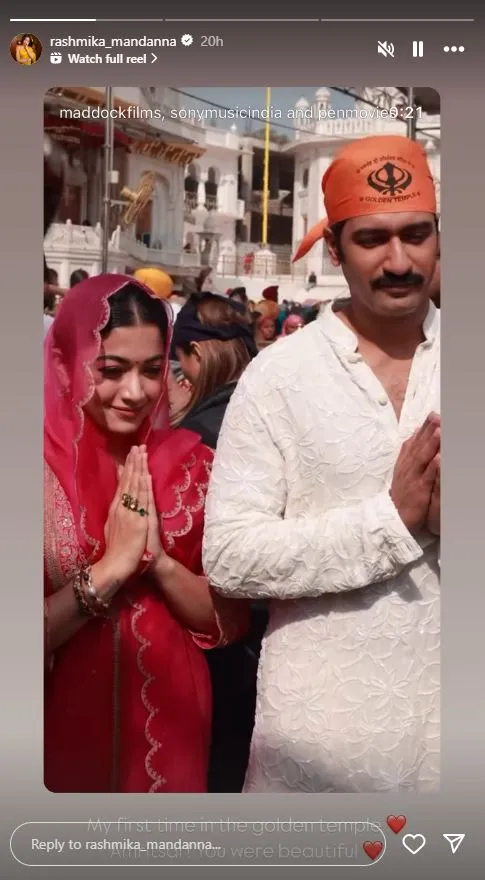 Rashmika also shared a picture on her Instagram stories, posing with Vicky Kaushal