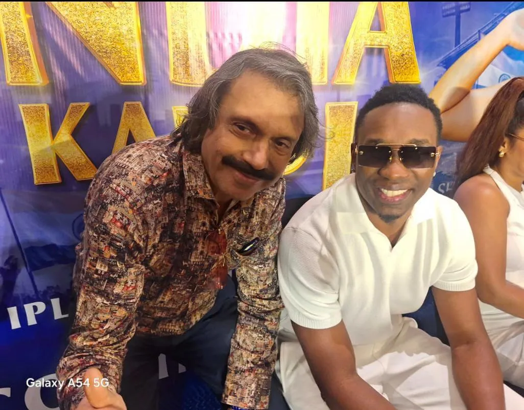 Cricketer-singer D J Bravo with Sr journalist Chaitanya Padukone