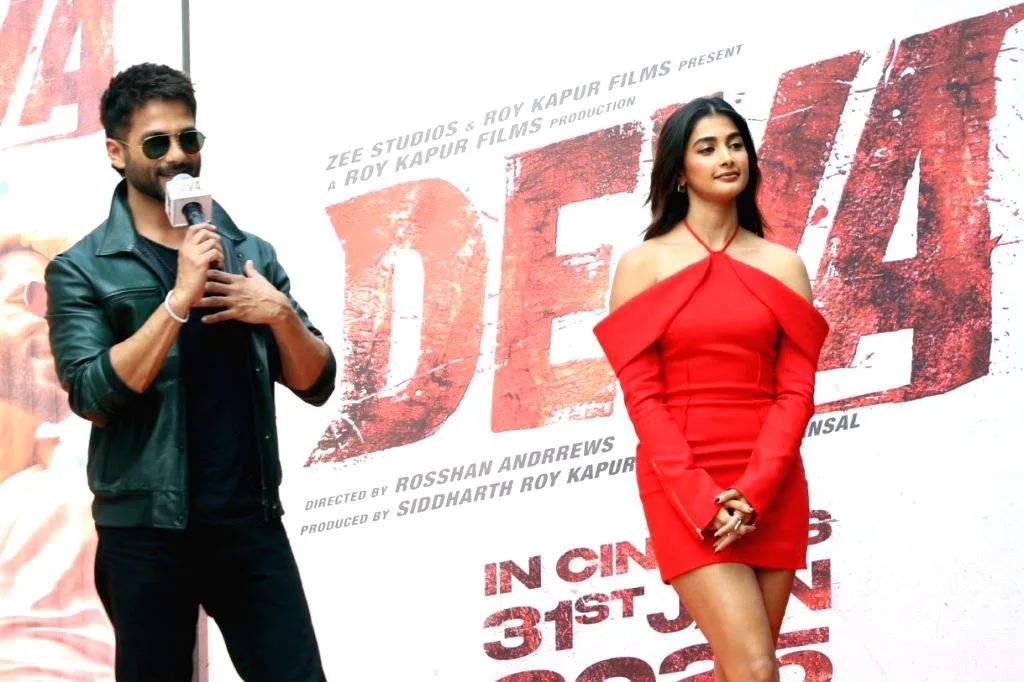 Actors Shahid Kapoor and Pooja Hegde attend the trailer launch event of the film &#039;Deva - Mumbai Actors Shahid Kapoor and Pooja Hegde attend the trailer launch event of the film 'Deva' in Mumbai on Friday
