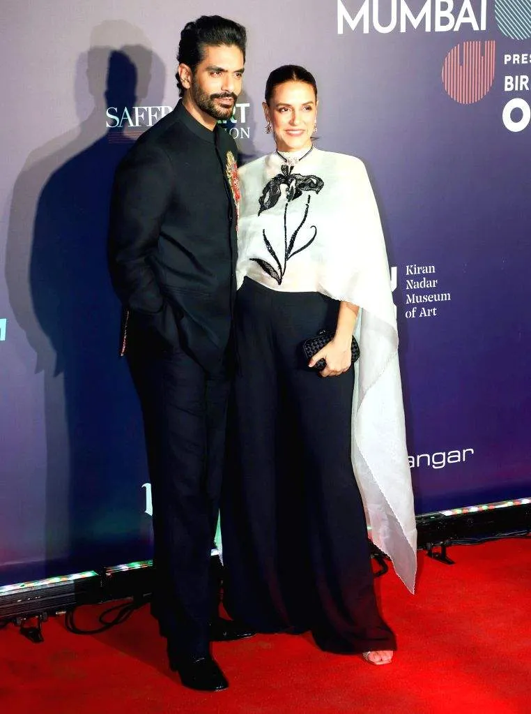\the Art Mumbai Opening Party: Neha Dhupia with Husband Angad Bedi