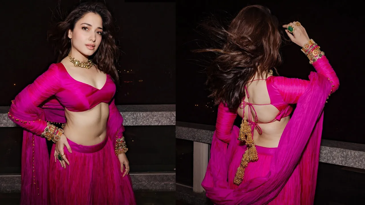 Tamannaah Bhatia Stuns in a Pink Lehenga