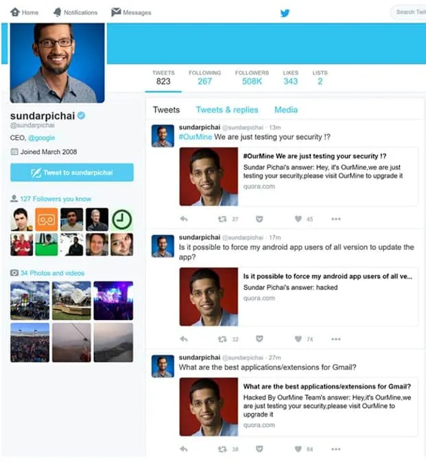 CIOL SundarPichai’sQuora account hacked!