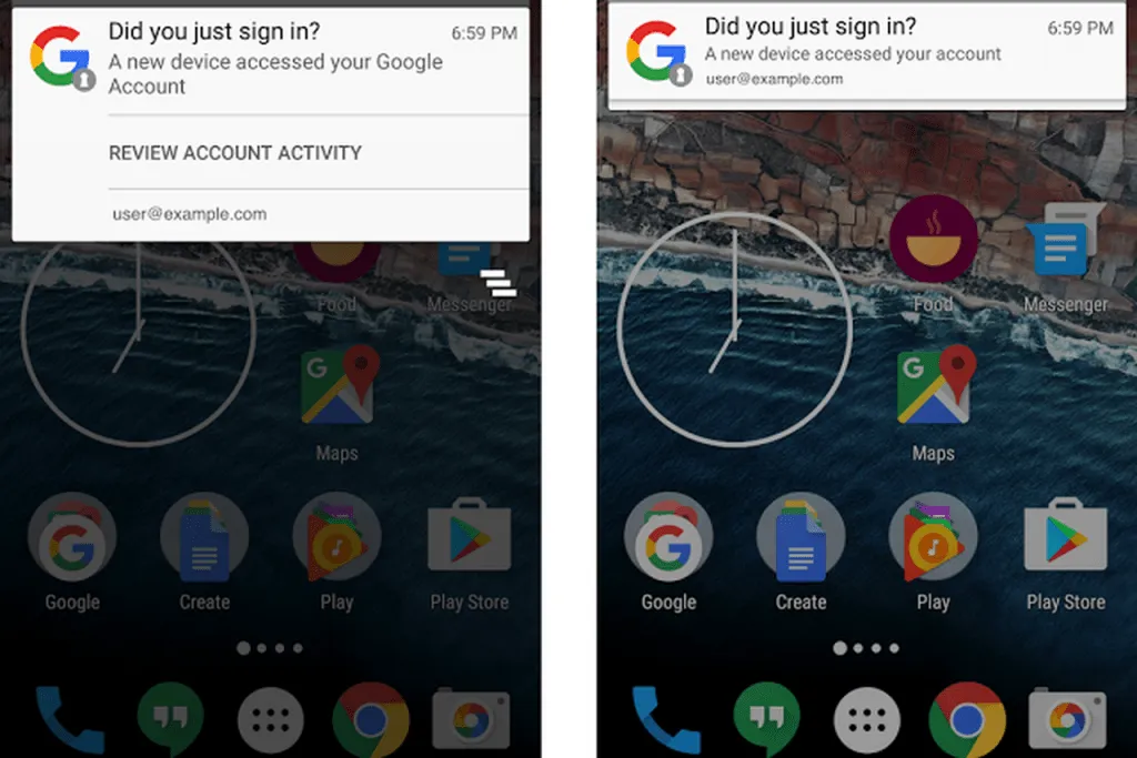 CIOL Android notifications when a new device accesses your Google account