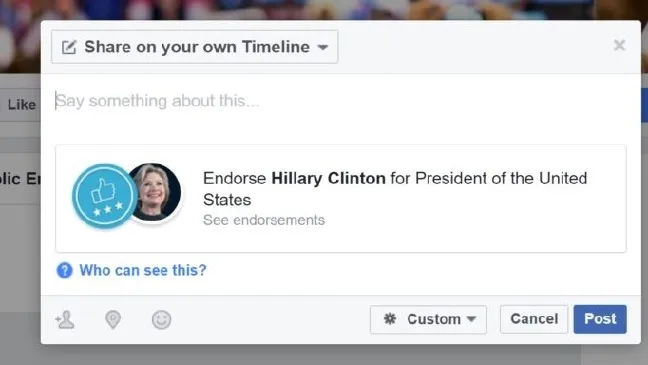 CIOL Facebook wants you to endorse Clinton or Trump officially on its page  