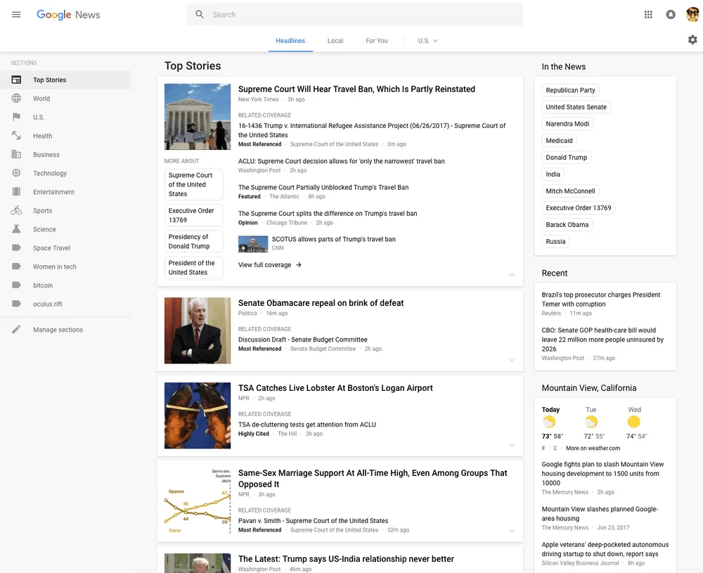 Google redesigned look 