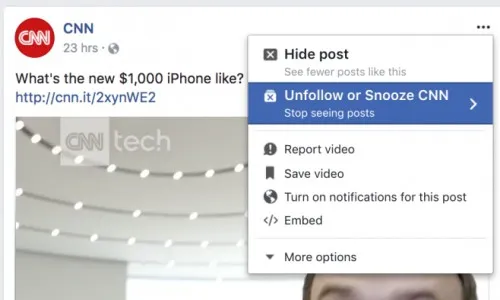 Facebook testing a SNooze button that allows users to temporarily mute their friends