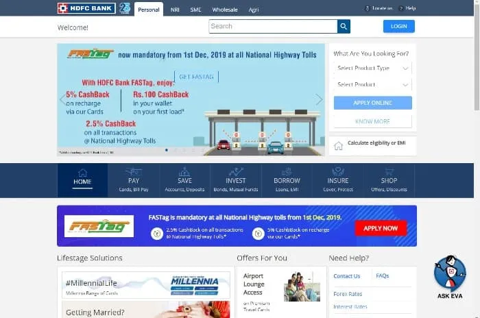Buy FASTag from HDFC Bank