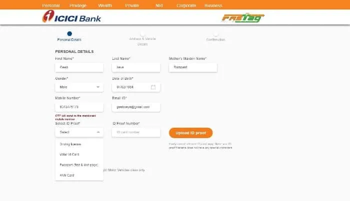 Buy FASTag from ICICI Bank