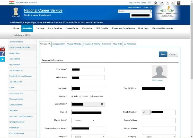 NCS NATIONAL CAREER SERVICE How to login and update profile