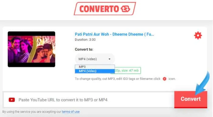 How to download YouTube video using converto.io