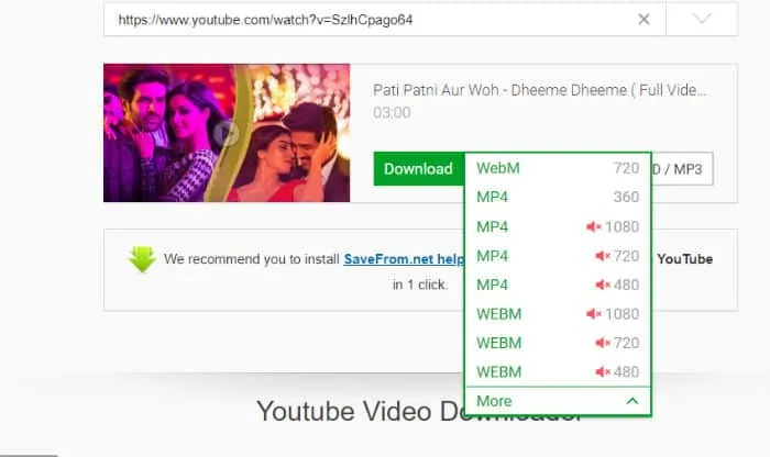 How to download YouTube video using savefromnet 1