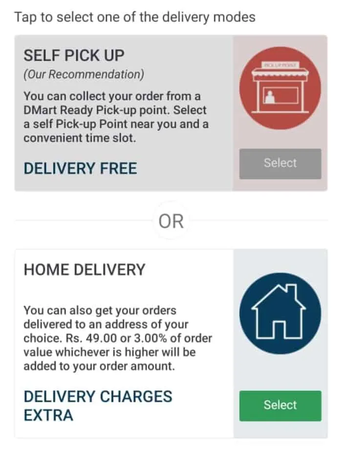 Dmart delivery option