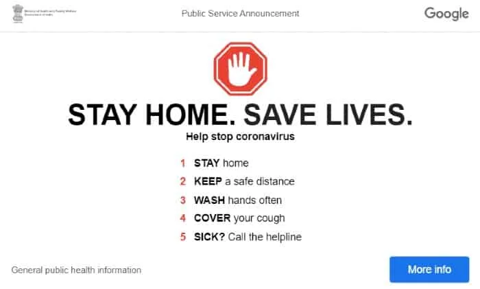 Coronavirus tips from Government