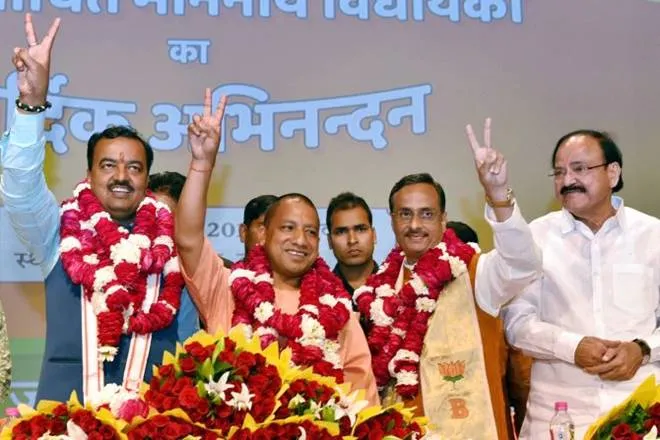 State party president Keshav Prasad Maurya and party vice president Dinesh Sharma