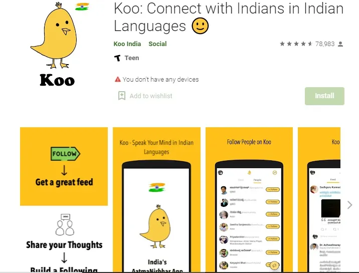 Koo App Google Playstore