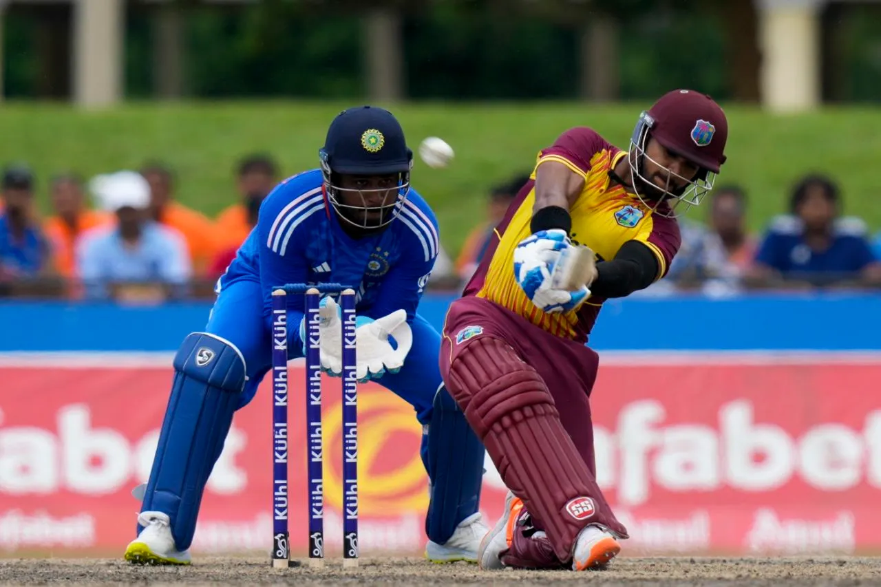 Nicholas Pooran tees off, West Indies vs India, 5th men's T20I, Lauderhill, August 13, 2023