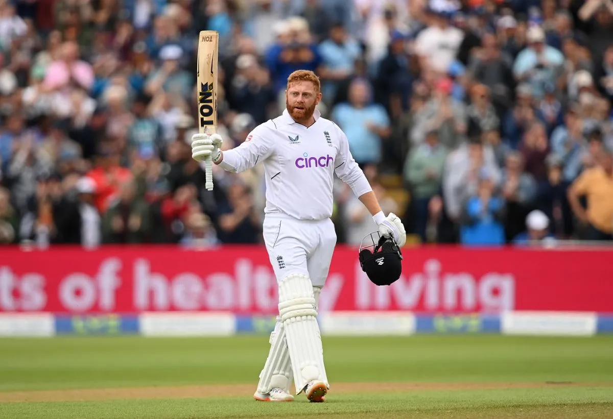 Jonny Bairstow celebrates his hundred, England vs India, 5th Test, Birmingham, 3rd Day, July 3, 2022 