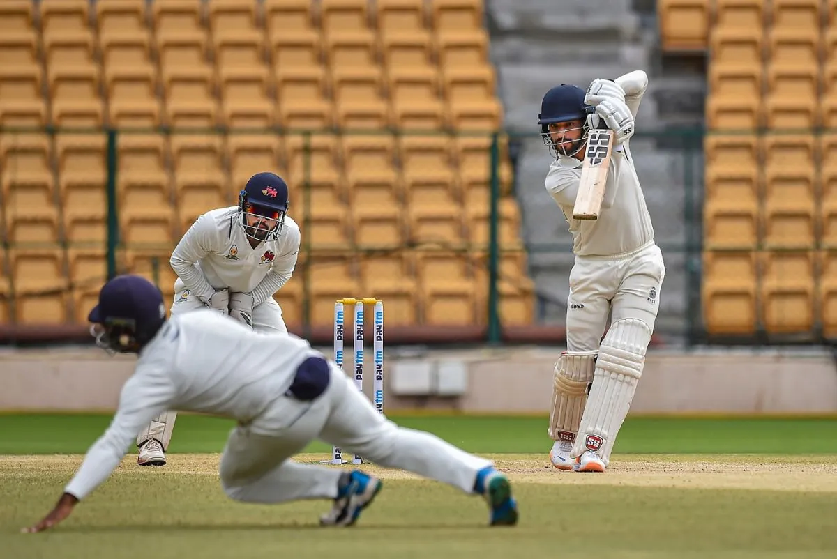 Rajat Patidar laces a cover drive, Mumbai vs Madhya Pradesh, Ranji Trophy 2021-22 final, Bengaluru, June 24, 2022