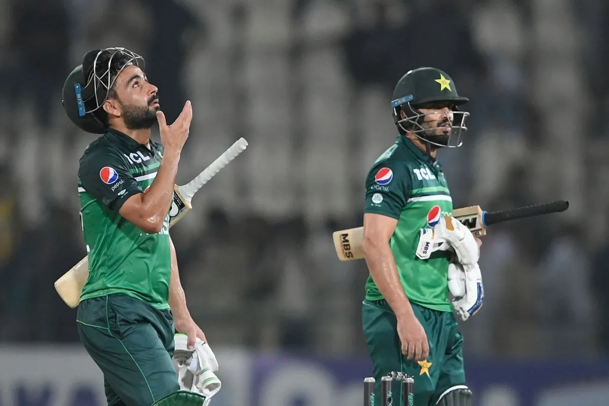 Khushdil Shah (left) played a big part in setting up a last-over win, Pakistan vs West Indies, 1st ODI, Multan, June 8, 2022