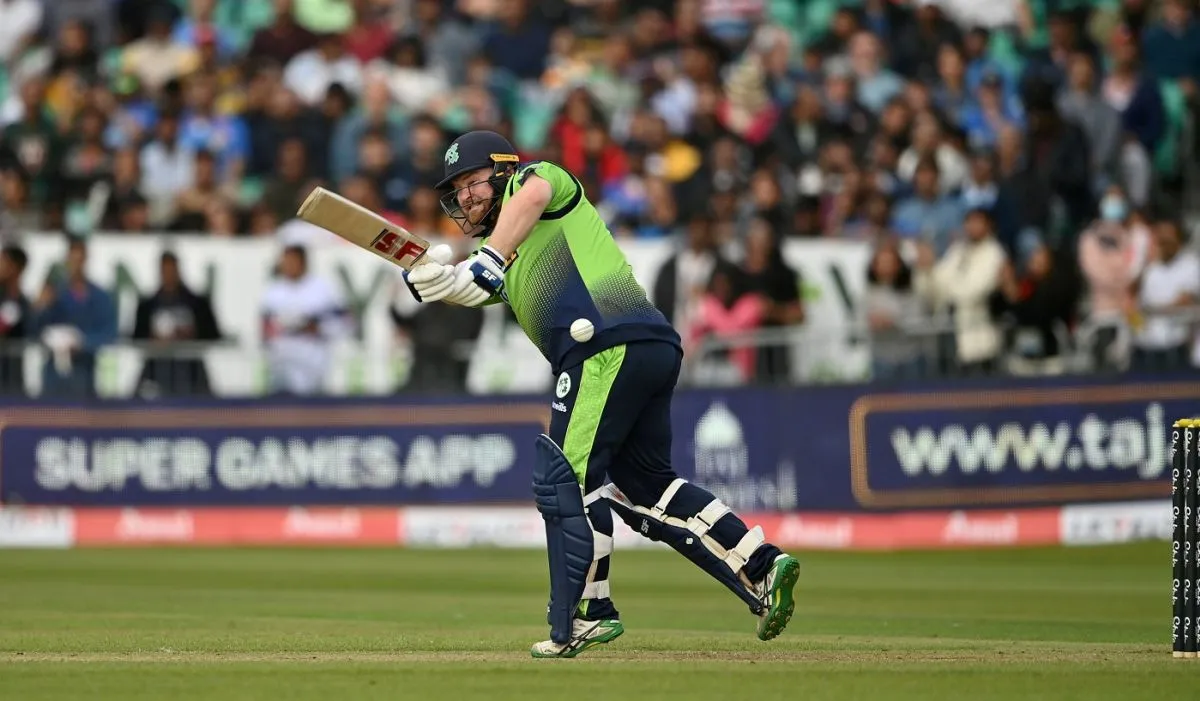 Paul Stirling plays on the leg side, Ireland vs India, 2nd T20I, Dublin, June 28, 2022 