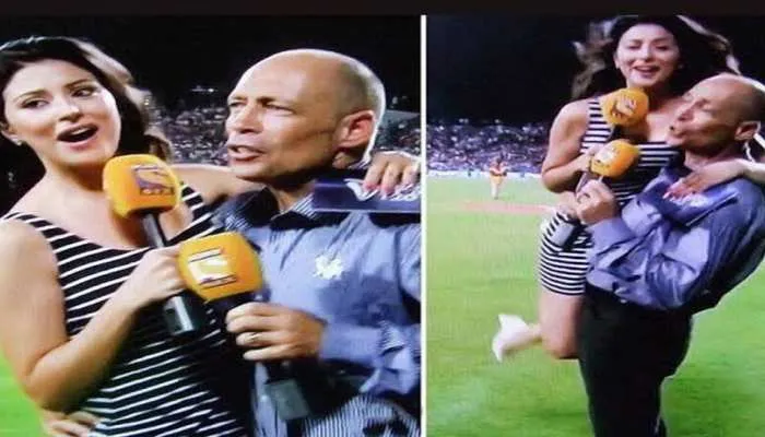 IPL danny morrison lifts sports anchor karishma kotak in his arms video went viral| IPL में जब दिग्गज कमेंटेटर ने महिला एंकर को गोद में उठा लिया, वो मोमेंट हो गया Live|