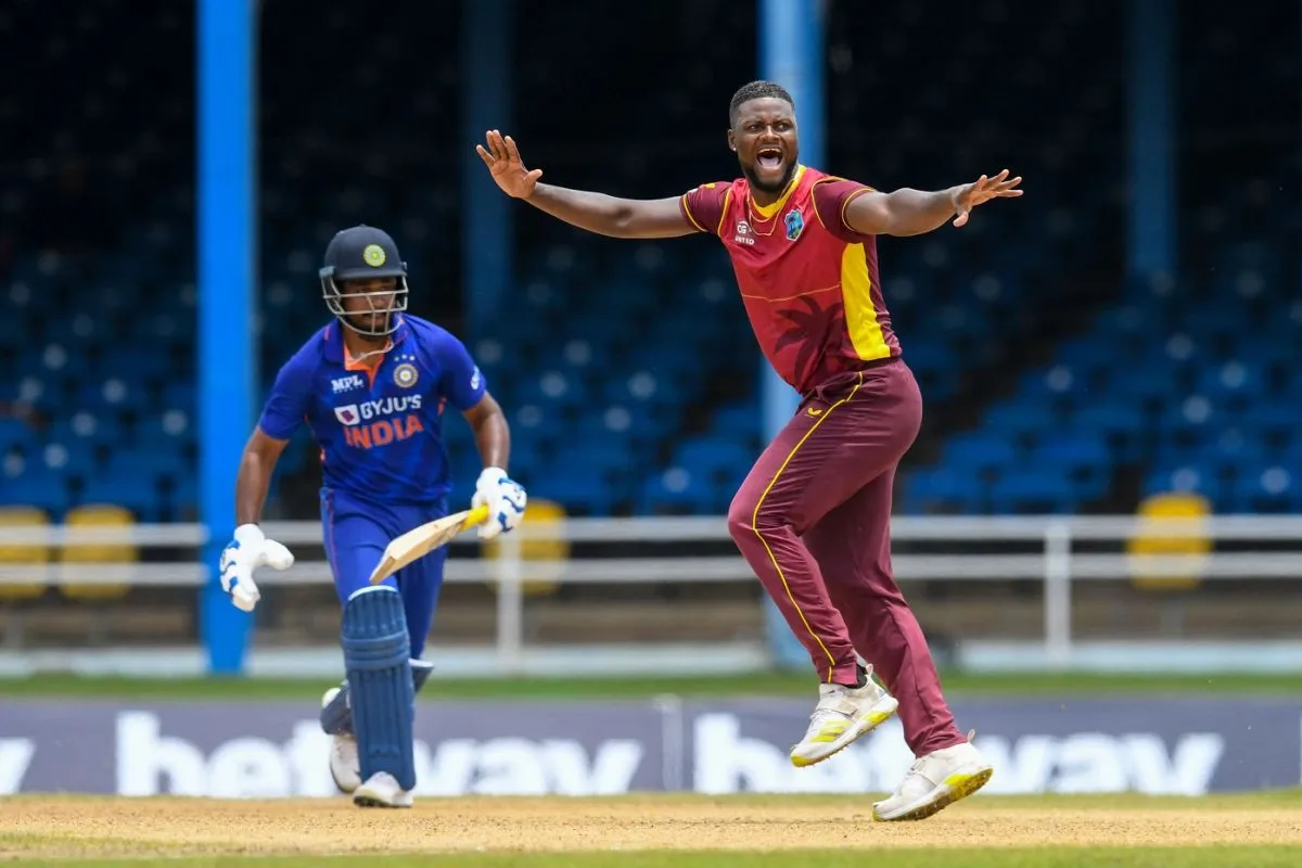 Romario Shepherd played his part in a late fightback, West Indies vs India, 1st ODI, Port-of-Spain, July 22, 2022