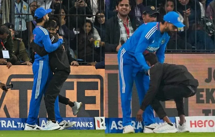  virat kohli fan breaches security of indore holkar stadium during ind vs afg 2nd match video viral