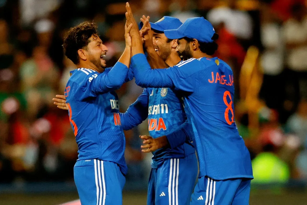 Kuldeep Yadav celebrates dismissing Lizaad Williams, South Africa vs India, 3rd T20I, Johannesburg, December 14, 2023