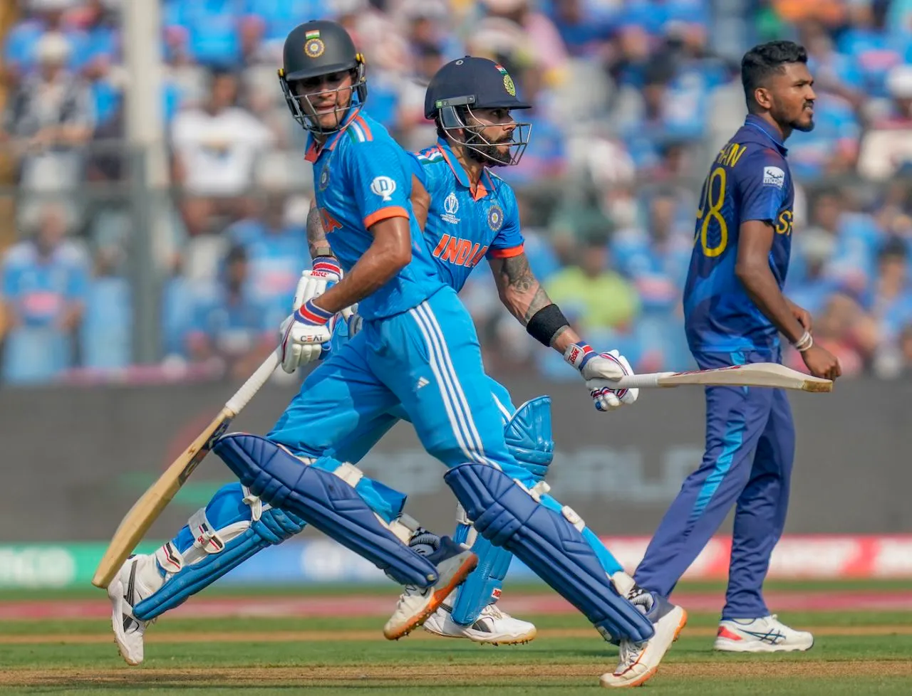 Shubman Gill and Virat Kohli were busy in the middle, India vs Sri Lanka, Men's ODI World Cup, Mumbai, November 2, 2023