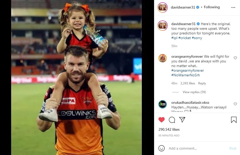 David Warner SRH jersey
