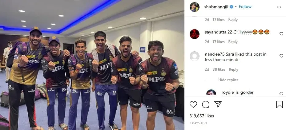 Shubman Gill Instagram Post