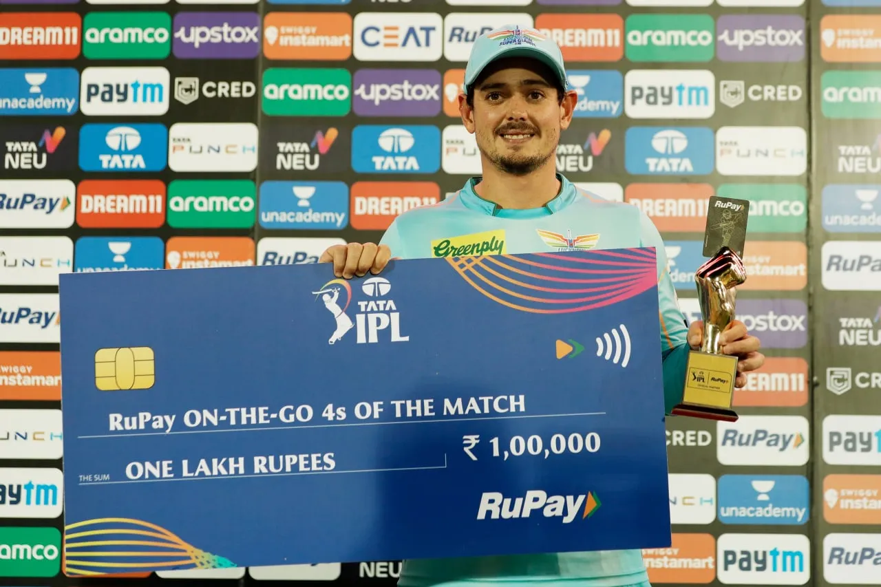 RuPay On-The-Go 4s of the Match- Quinton de Kock