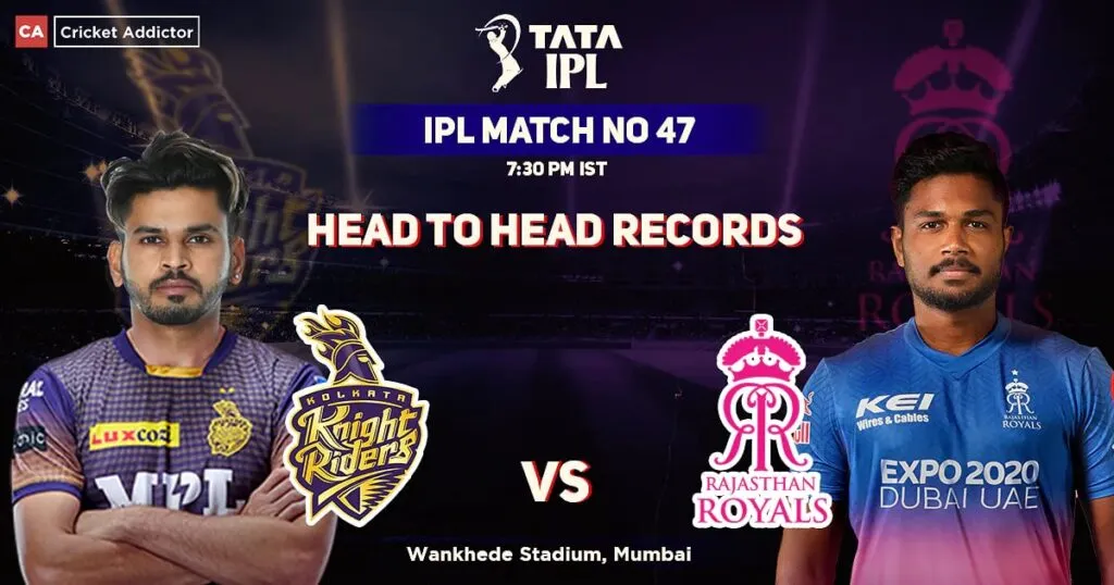 rr vs kkr head to head 47 ipl match 