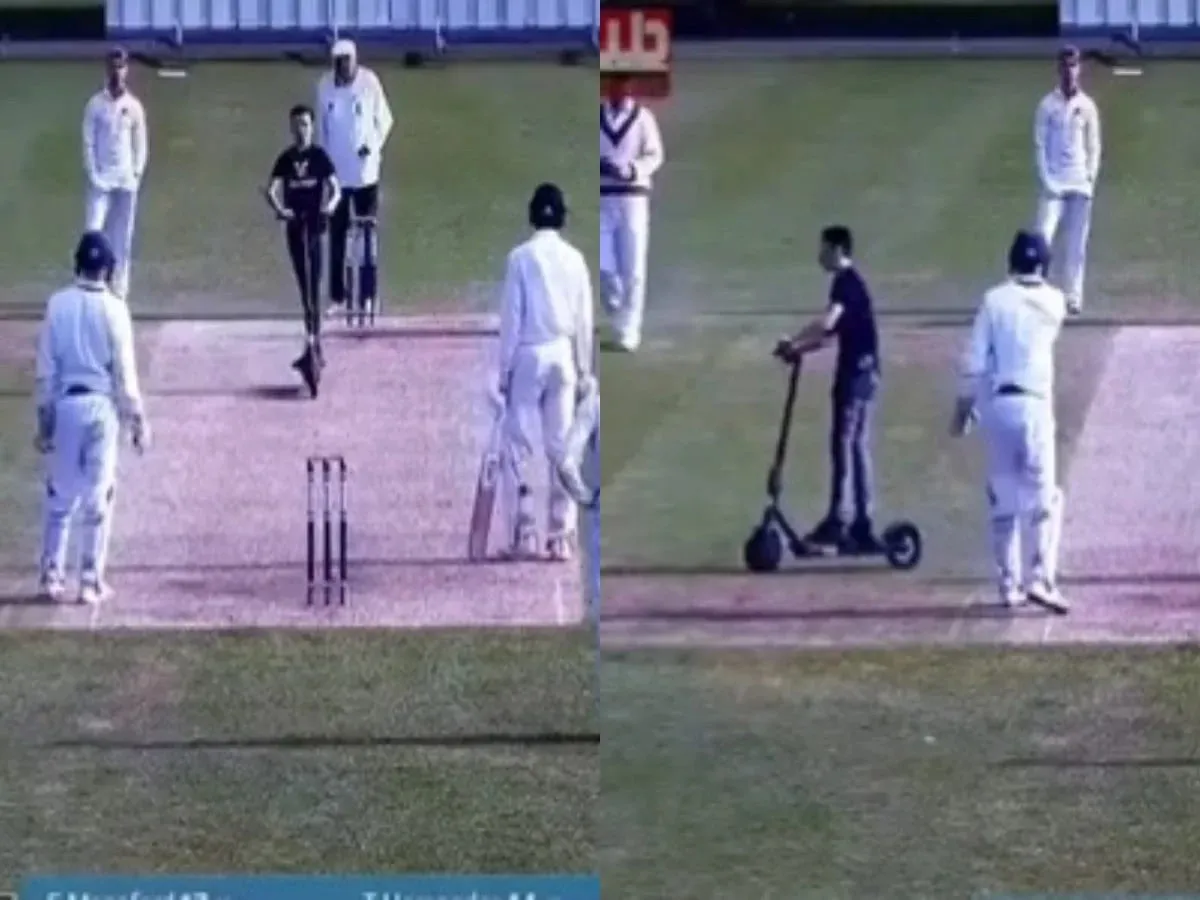 During the live match, the child entered the field with a scooter