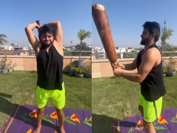 suresh raina workout with gada