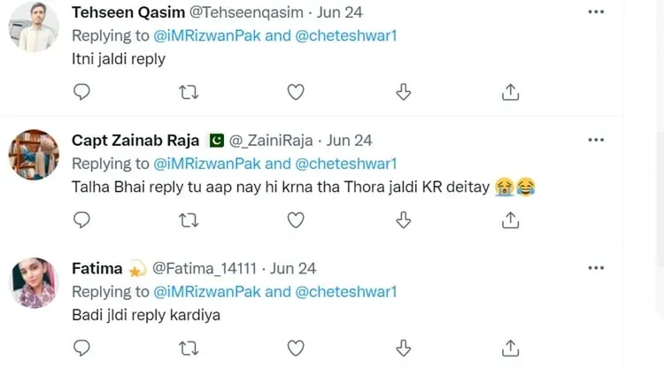  Mohammad Rizwan Trolled after Late Reply