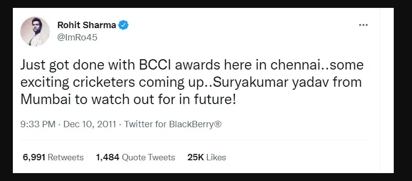  Rohit Sharma Tweet on Surya 11 Years ago