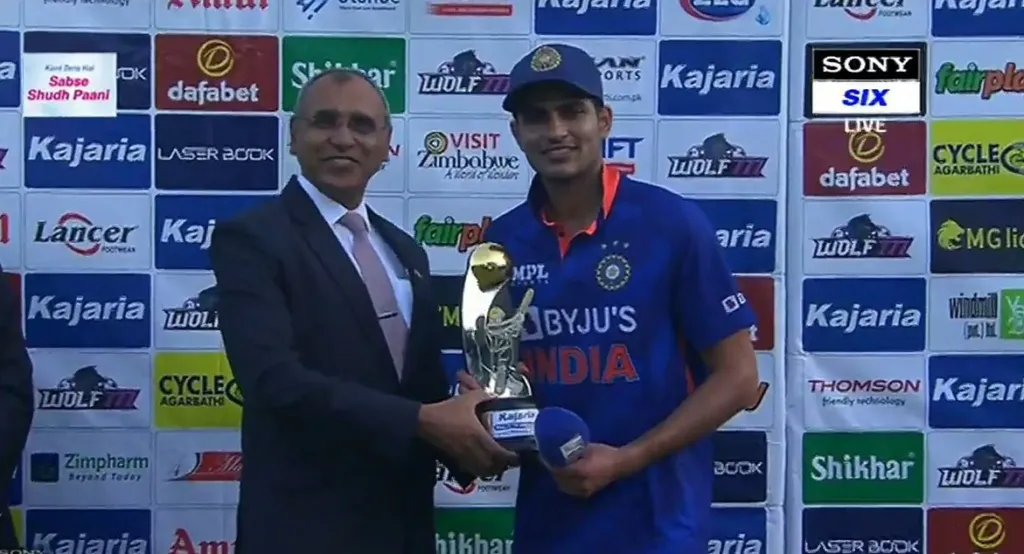 Shubhman Gill man of the match and man of the series vs ZIM