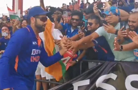Rohit Sharma with fans in West indies- after 4th T20I 2022
