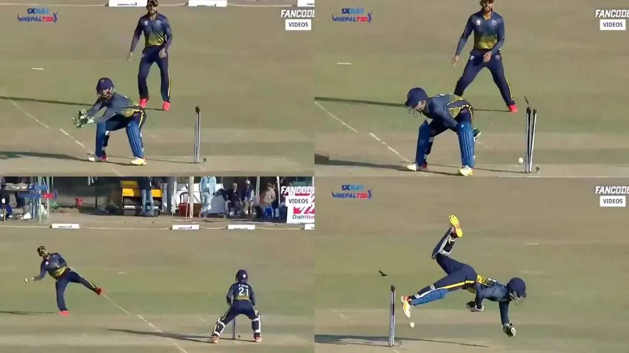 arjun saud stumping like ms dhoni in nepal t20
