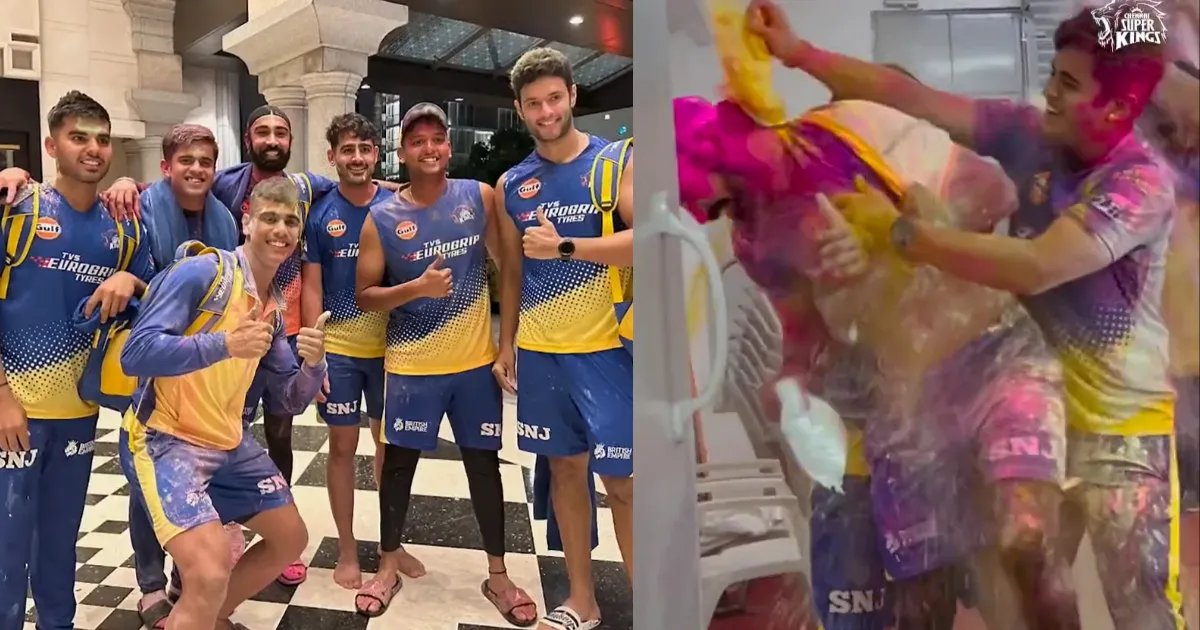 MS Dhoni Holi Video: सीएसके के खेमे में मनाई गई जमकर होली